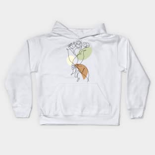 Flower Bouquet Shape Minimalist Line Art Drawing Kids Hoodie